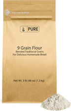 Pure Original Ingredients 9 Grain Flour (3 lb), Bread, Dough, Storable, Transportable, No Additives or Fillers