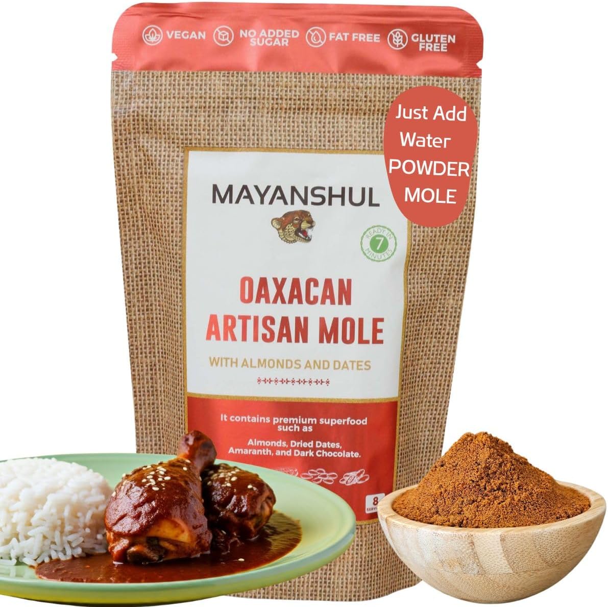 Oaxaca Mole Sauce – Authentic Mexican Red Mole (Mole Rojo) with Real Cacao, No Seed Oil, No Sugar Added, Gluten Free, Keto & Vegan, 8 oz Makes Up to 32 oz