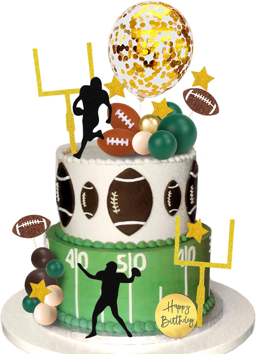 43 PCS Football Cake Topper Goal Post Mini Rugby Ball Player Cake Toppers for Football Theme Birthday Supplies