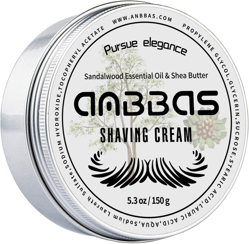 Anbbas 150g Shaving Cream Body Cream for Men Women Wet Shave Latheing,Sensitive Skin,Sandalwood Shea Nut Essential Oil