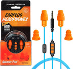 Plugfones Guardian Plus Earplug Headphones in-Ear Earplug Earbud Hybrid with Noise Isolating Mic and Controls - 27-29dB Noise Reduction in-Ear Headphones (Orange & Blue)