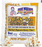 Case of 12 Popcorn Packs - All-In-One Kit with 6-Ounces of Pre-Measured Kernels, Salt, and Oil Packets for Popcorn Machines by Great Northern Popcorn