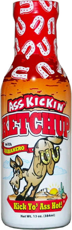 ASS KICKIN' Ketchup with Habanero – 13 oz. Bottle – Premium Gourmet Spicy Ketchup – Perfect Condiment for French Fries and Hamburgers