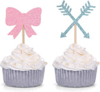 Bow or Arrow Cupcake Toppers Gender Reveal Party Cupcake Toppers Dessert Decorations (Set of 24)