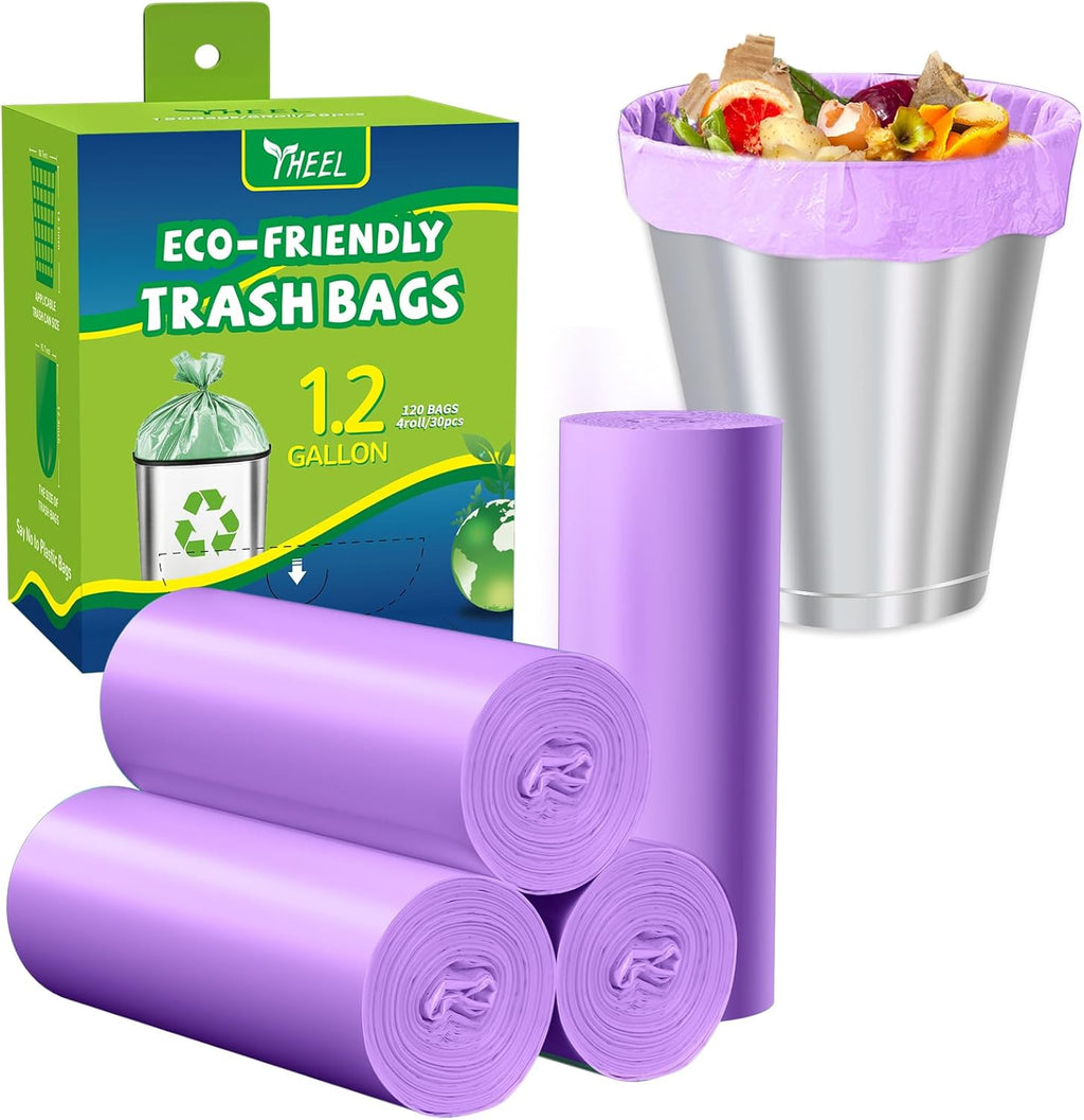 Small Trash Bags 1.2-Gallon: Bathroom Trash Bags 4.5L Small Garbage Bags for Bathroom Bedroom Office - (Purple, 120 Counts)