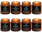 8 Pack Soy Wax Scented Candles Gift Set, Aromatherapy Candles with Lavender Chamomile, Citrus Sage, Caramel Vanilla, Coffee Whiskey, Long Lasting Stress Relief Candle, Unisex Home & Gift Set