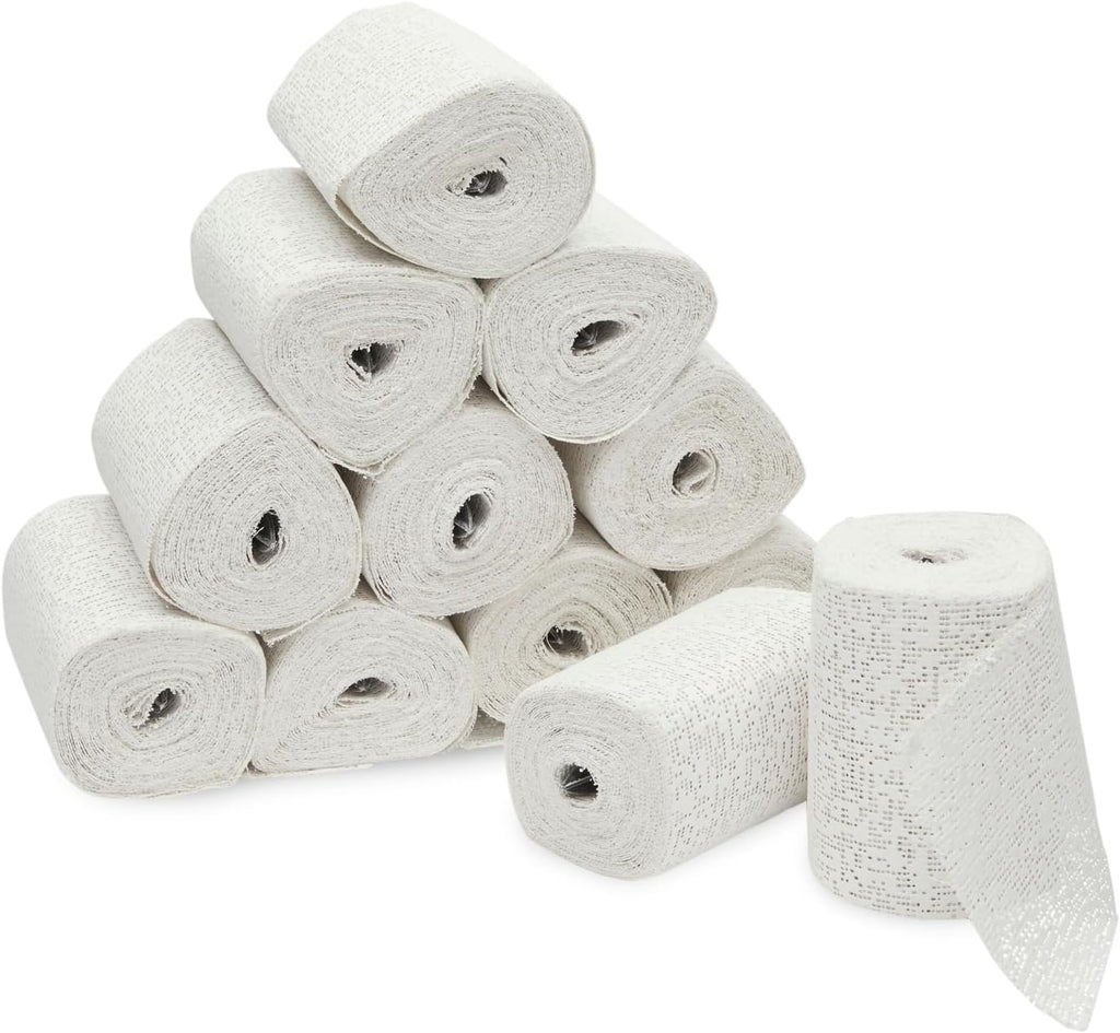 Bright Creations Plaster Cloth Rolls - Plaster of Paris Bandages & Gauze for Sculpting, Belly Casting, Paper Mache & Art - 4 in x 15 Ft Each, Pack of 12