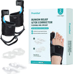 Promifun Bunion Corrector Women & Men Big Toe - 1 Pair Bunion Splint Brace - Adjustable Bunion Correction with Soft Gel - Splint Brace for Pain Relief - Toe Straightener with Non-slip Strap(Black)