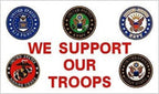 Americas & Americas 3x5 flag We Support Our Troops Branches