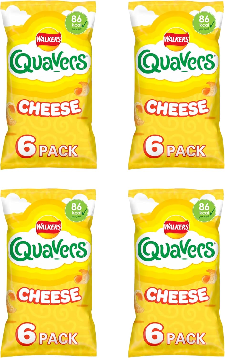 Walker Quavers Cheese Multipack Crisps, 6 Pack of 4, 86 kcal per Pack