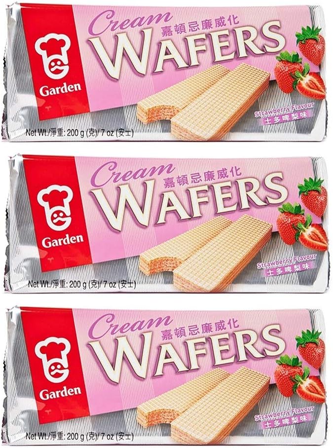 Garden Cream Wafers Strawberry Flavor 200g, 3 Pack