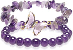 Artlunar Butterfly Bracelets Healing Bracelet Charm Jewelry Mom Gift with Beaded Bracelets Purple Bracelet for Women (Purple)