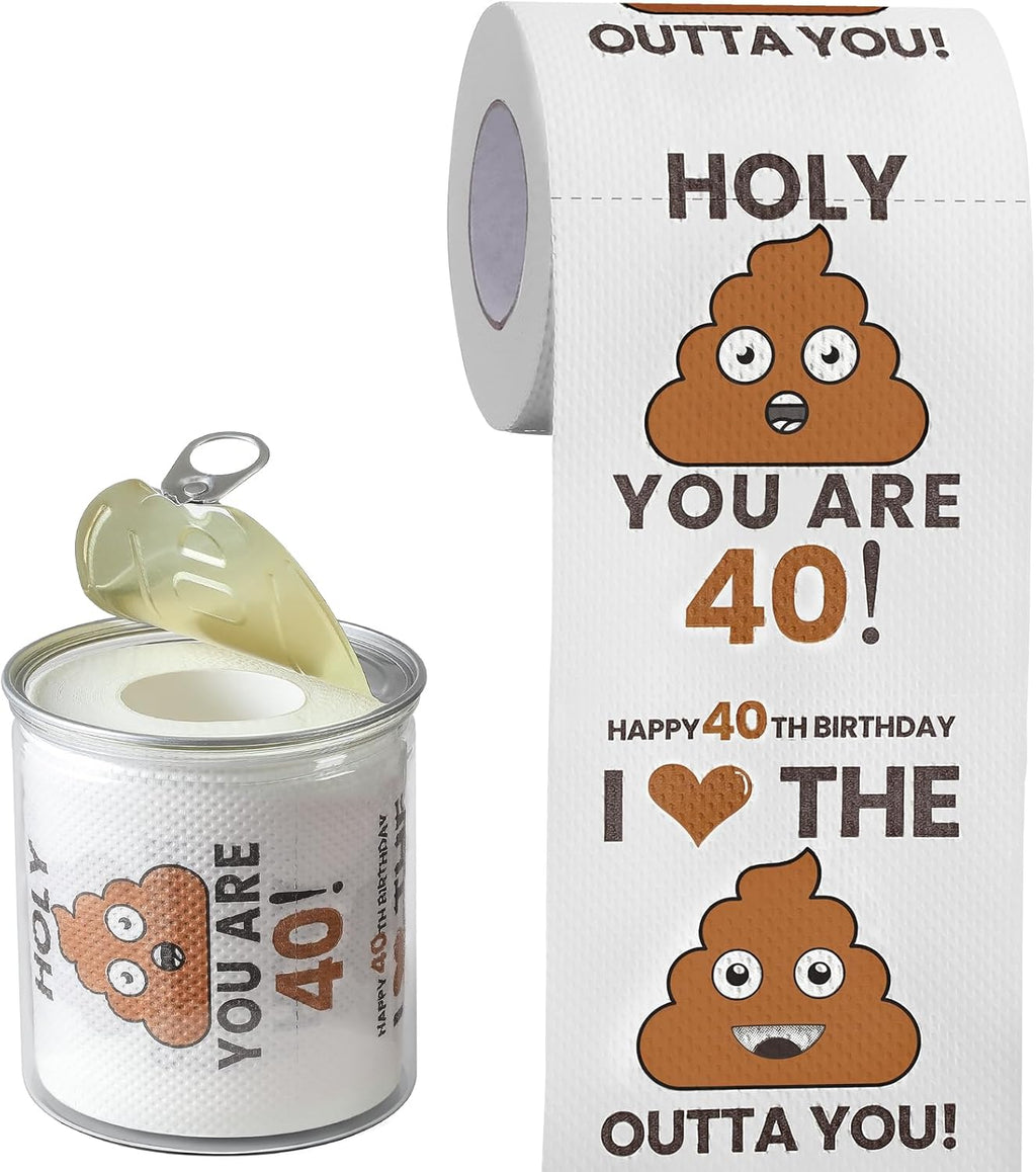 Can-shaped Packaging - 40th Birthday Gifts for Men Him Women Her Toilet Roll Paper - 40th Birthday Decorations, Party Supplies Favors - 40 Years Old Funny Gag Gift Ideas, Bday Present for Friends