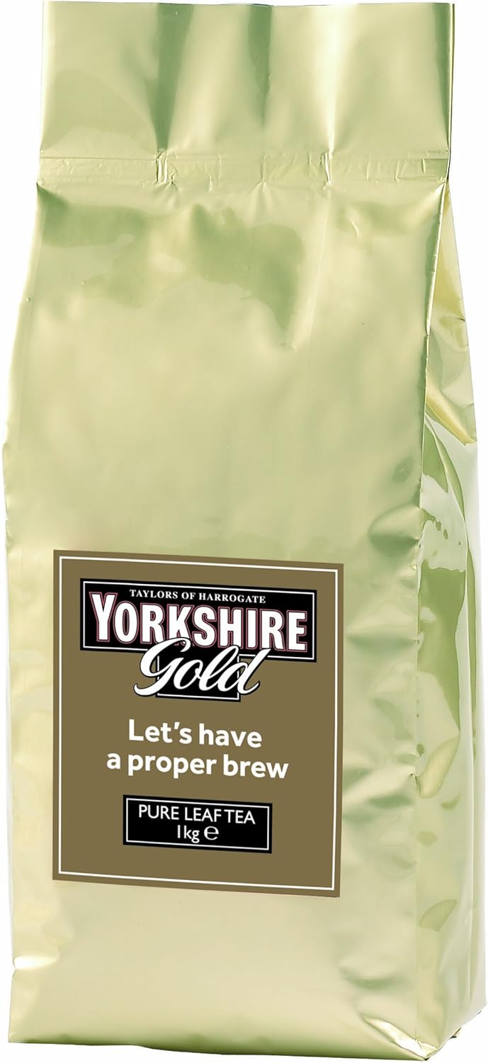 Yorkshire Tea, Gold, Loose Leaf Tea, Black Tea, 1 Kilo Bag | 2.2lb (Pack of 1), Premium Blend, Rich, Smooth, and Satisfying, Classic British Breakfast Blend, Caffeinated, Enjoy Hot or Iced