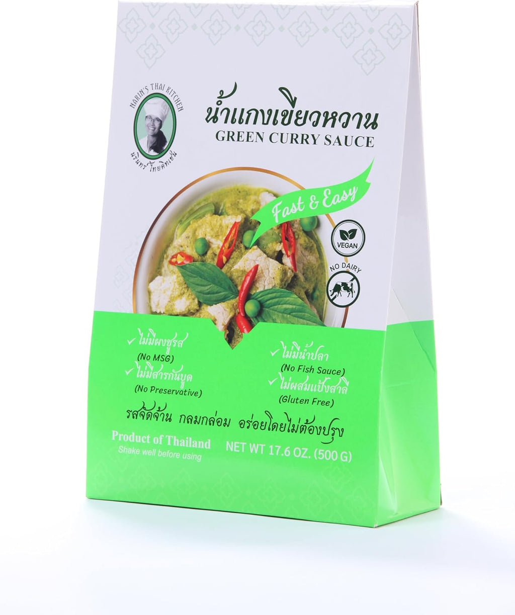 Narin's Thai Kitchen Green Curry Sauce – Spicy Thai Green Curry Base with Basil & Lemongrass – Quick Meal Solution
