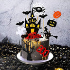 Set of 11 Haunted House Cake Toppers for Halloween - Includes Ghosts, Pumpkins, Spiders