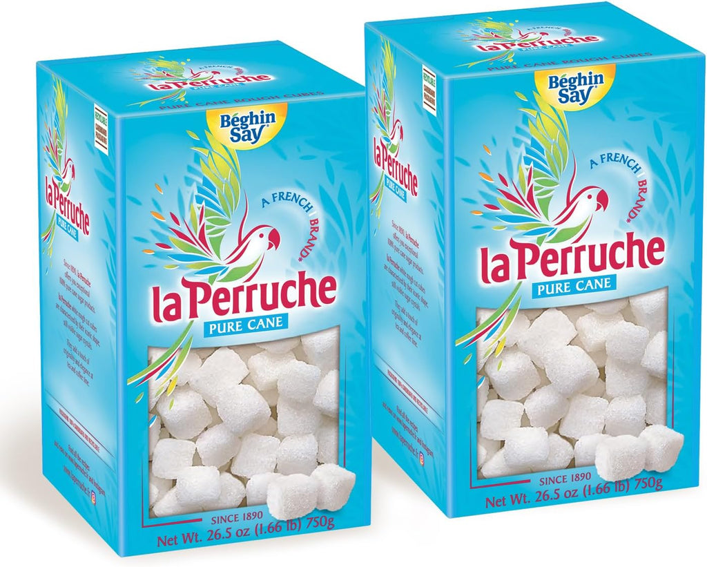 La Perruche Pure Cane White Sugar Cubes (750g/1.65lb box) | Ideal Sugar Cubes for Teas | Pack of 2