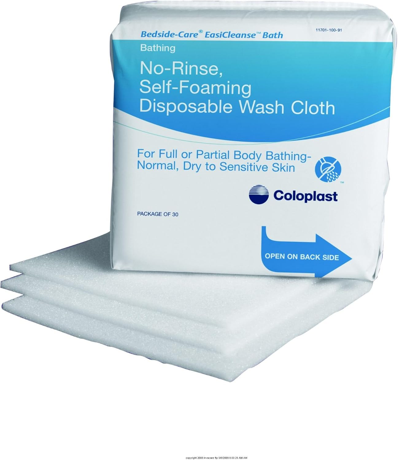 Bedside-Care EasiCleanse Bath Wipe or Washcloth 7-9/10 x 7-9/10" 7055, 1 Pack 30 Wipes