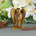 Tiger Eye Original Pocket Guardian Angel Healing Stone Crafts Figurine Gemstone Decoration 1.5 Inches