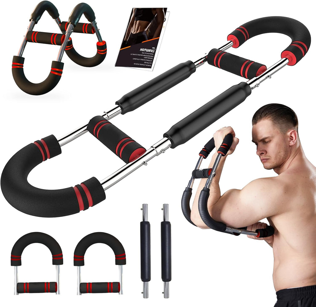 HOTWAVE Twister Arm Exerciser,Adjustable Spring Workout Bar, Forearm Triceps Chest Enhanced Exercise Strengthener,Portable Home Fitness Equipment