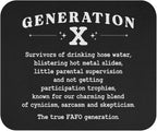 Teegarb Letter Blanket Generation X Hose Water – Funny Gen X FAFO Mousepad with Sarcastic Humor