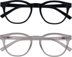 OPULIZE BLU Blue Light Blocking Reading Glasses for Women Men, Cool Round Frame with Anti-Glare Computer and Gaming Eyewear, UV and Eyestrain Protection, Black Ice +1.50 (Pack of 2)