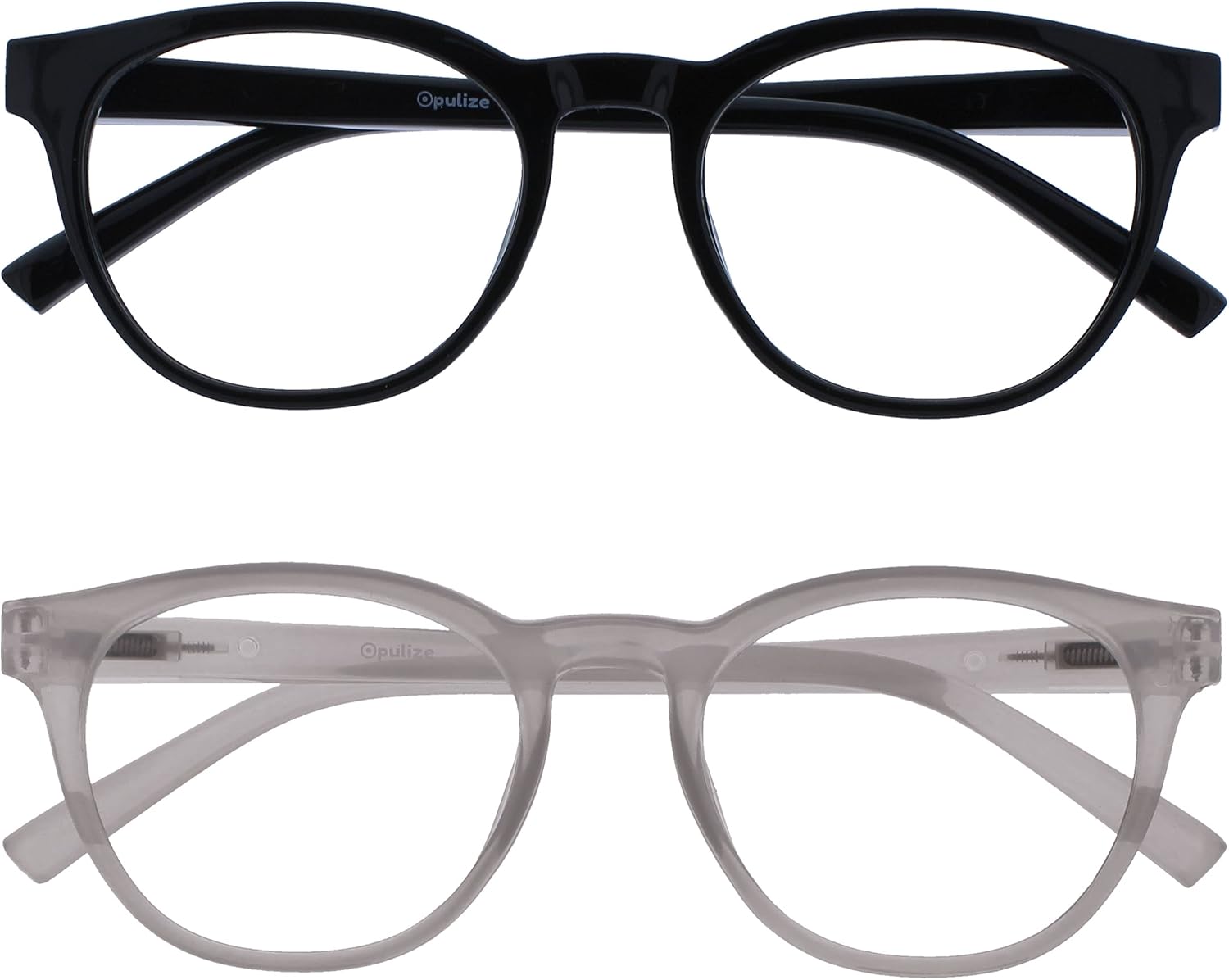 OPULIZE BLU Blue Light Blocking Reading Glasses for Women Men, Cool Round Frame with Anti-Glare Computer and Gaming Eyewear, UV and Eyestrain Protection, Black Ice +3.00 (Pack of 2)