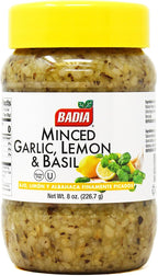 Badia Minced Garlic, Lemon & Basil 8 oz – Zesty Garlic, Herb & Citrus Blend