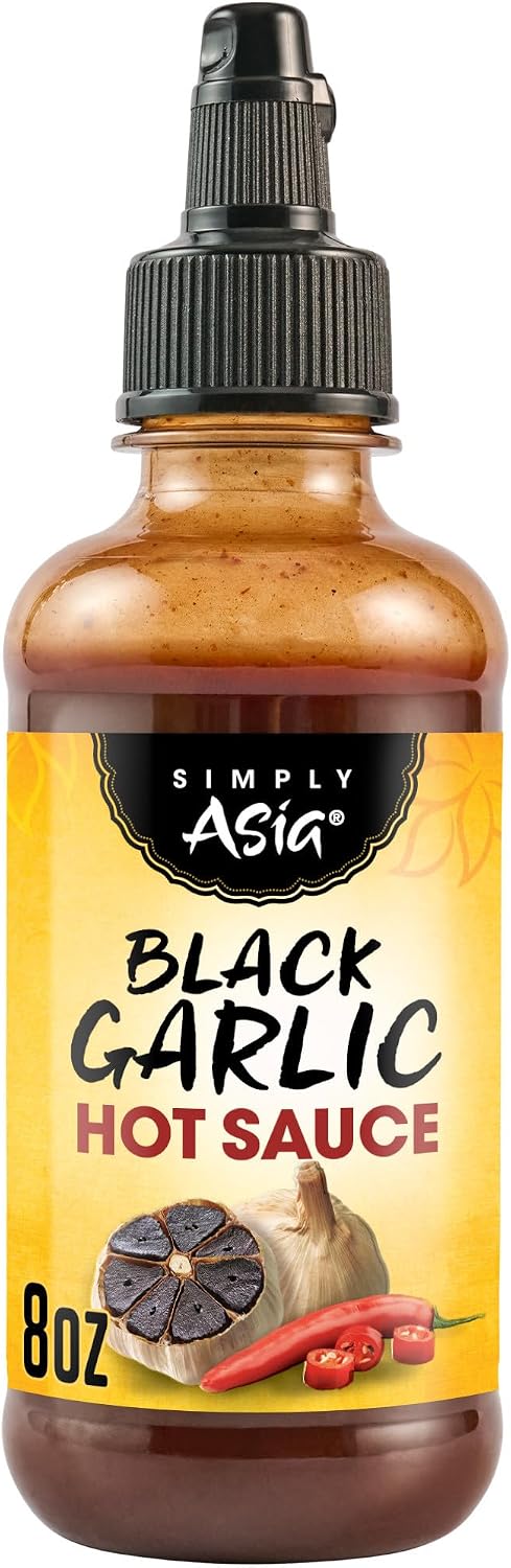 Simply Asia Hot Sauce, Black Garlic, Sweet and Savory Heat Made with Red Pepper and Black Garlic for Noodles, Rice, Stir-Fry, Wings, Yakitori, Chicken, Beef, Veggies, and More, 8 fl oz