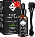RAFFIN Beard Growth Kit, Beard Growth Oil (2Oz) w/3 X Thickening Biotin & Castor Oil for Spot/Patchy Beard, Achieve Fuller, Thicker, Healthier Beard, Birthday Gifts for Men Him Boyfriend Husband Dad