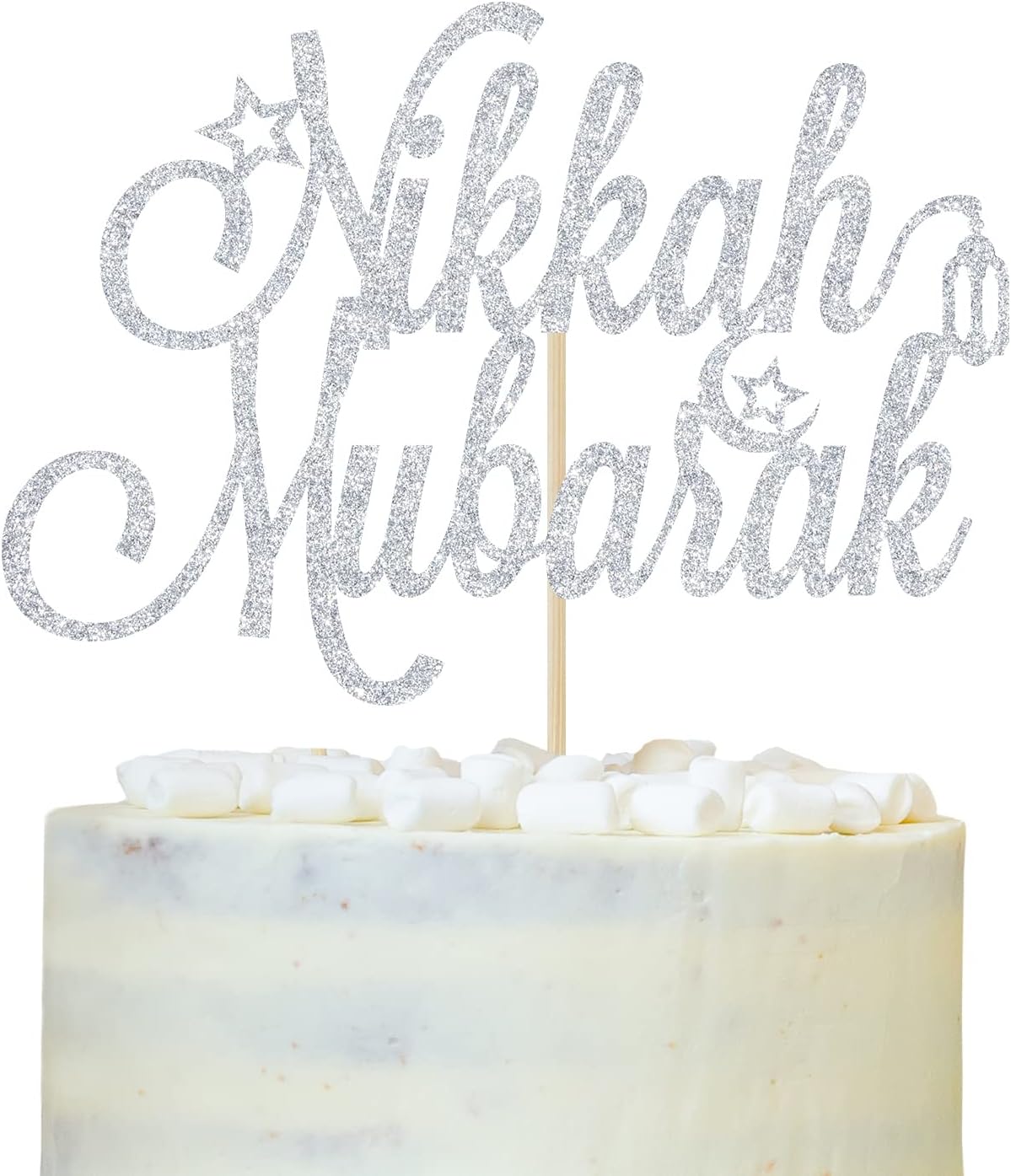 Nikkah Mubarak Cake Topper, Eid Mubarak, Urdu Nikkah, Silver Glitter Desi Wedding/Engagement/Dulhan/Shaadi Party Decorations