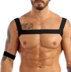 iEFiEL Men's Shoulder Strap Chest Harness Lingerie Elastic Shoulder Muscle Support Brace with Arm Band