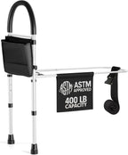Medical king Bed Assist Rail Bed Rails Ror Seniors with Adjustable Heights with Storage Pocket Easy to get in or Out of Bed Safely with Floor Support