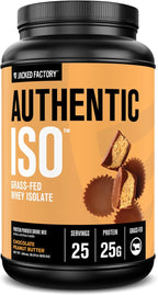 Jacked Factory Authentic ISO Grass Fed Whey Protein Isolate Powder - Low Carb, Non-GMO Muscle Building Protein w/No Fillers, Post Workout Recovery, Chocolate Peanut Butter - 25 Servings