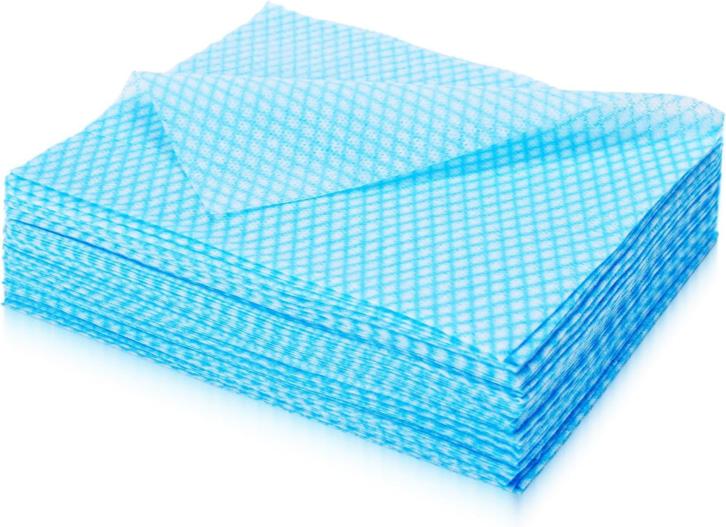 Volokitx 60 Pack 13.8×15.7 in Disposable Dish Cloths for Kitchen, Bathroom & Daily Cleaning – Durable & Short-Term Reusable Cleaning Cloths (Blue)