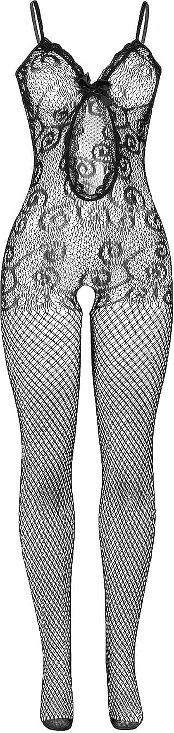 Men's Soft One Piece Bodystockings Fishnet Lace Jumpsuits for Men One Size Lingerie Nightgown Fishnet Bodysuit