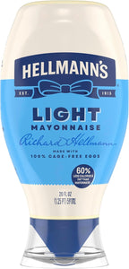 Hellmann's Light Mayonnaise Light Mayo Squeeze Bottle For a Creamy Condiment for Sandwiches and Simple Meals Made With 100% Cage-Free Eggs 20 oz