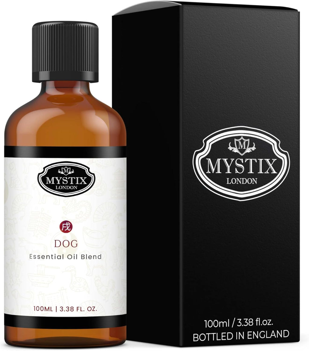 Mystix London | Dog - Chinese Zodiac Essential Oil Blend 100ml - for Diffusers, Aromatherapy & Massage Blends | Perfect as a Gift | Vegan, GMO Free