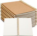SHENLIU 24 Pack Blank Spiral Notebook, A5 Unlined Spiral Notebook, 100 Pages/ 50 Sheets Journal Sketch Books 8.3"x 5.5" Soft Cover Kraft Diary Planner for School Travel Office (Brown)