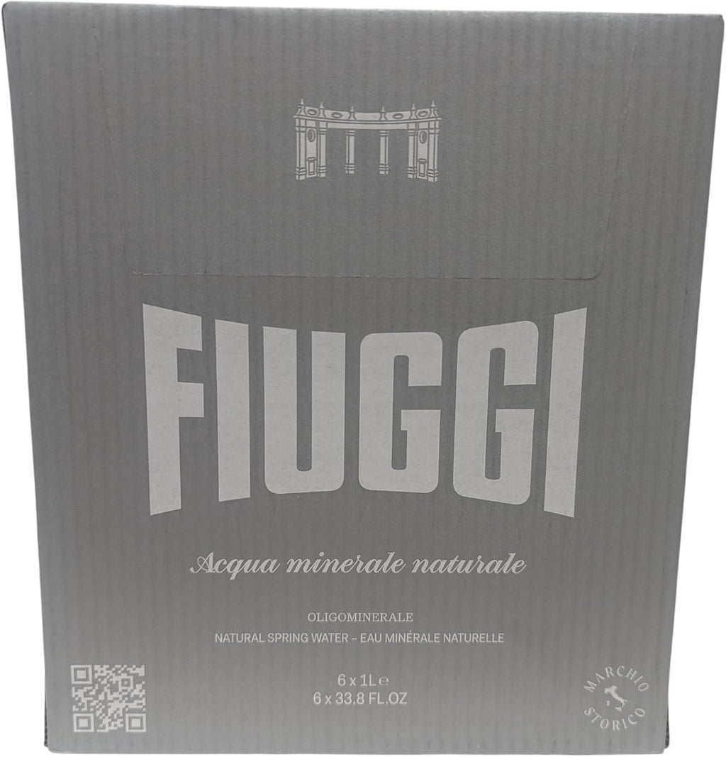 Fiuggi Still Natural Spring Water - Refreshing Taste & Hydration (6 x 1L Glass Bottles) | From Italy