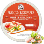 52USA Fresh Spring Roll Wrappers & Dumplings - 34 Sheets, Gluten-Free Wonton Wraps, Vegan, Low Carb, Vietnamese Rice Wraps (Round, 22cm)