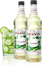 Monin - Cucumber Syrup, Refreshing Sweetness, Natural Flavors, Great for Mocktails, Cocktails, Lemonades, Teas, and Sodas, Non-GMO, Gluten-Free (1 Liter, 2-Pack)