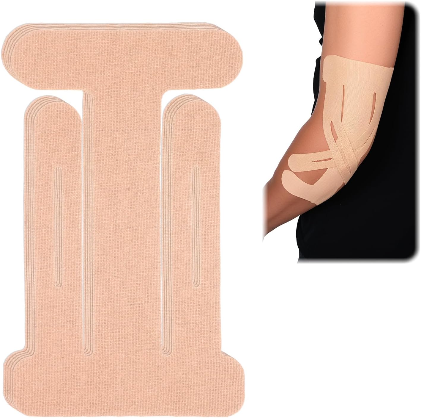 20 Count Pre-Cut Kinesiology Tape for Elbow, Precut Muscle Tapes Strips for Elbow Waterproof Breathable Hypoallergenic Latex-Free, Elastic Cotton Sports Athletic Tapes for Elbow Pain Relief & Support