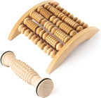 tuuli Accessories - Wooden Foot Massager, Grooved Muscle Roller, Helps Ease Muscle Tension, Supports Blood Circulation, Natural Wood Therapy Massage Tools