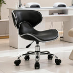 Lessmore Black Swivel & Adjustable Pedicure Stool - Ergonomic Nail tech Chair for Salon Professionals, Comfortable Pedicure Chair with Smooth Rotation (1, Black)