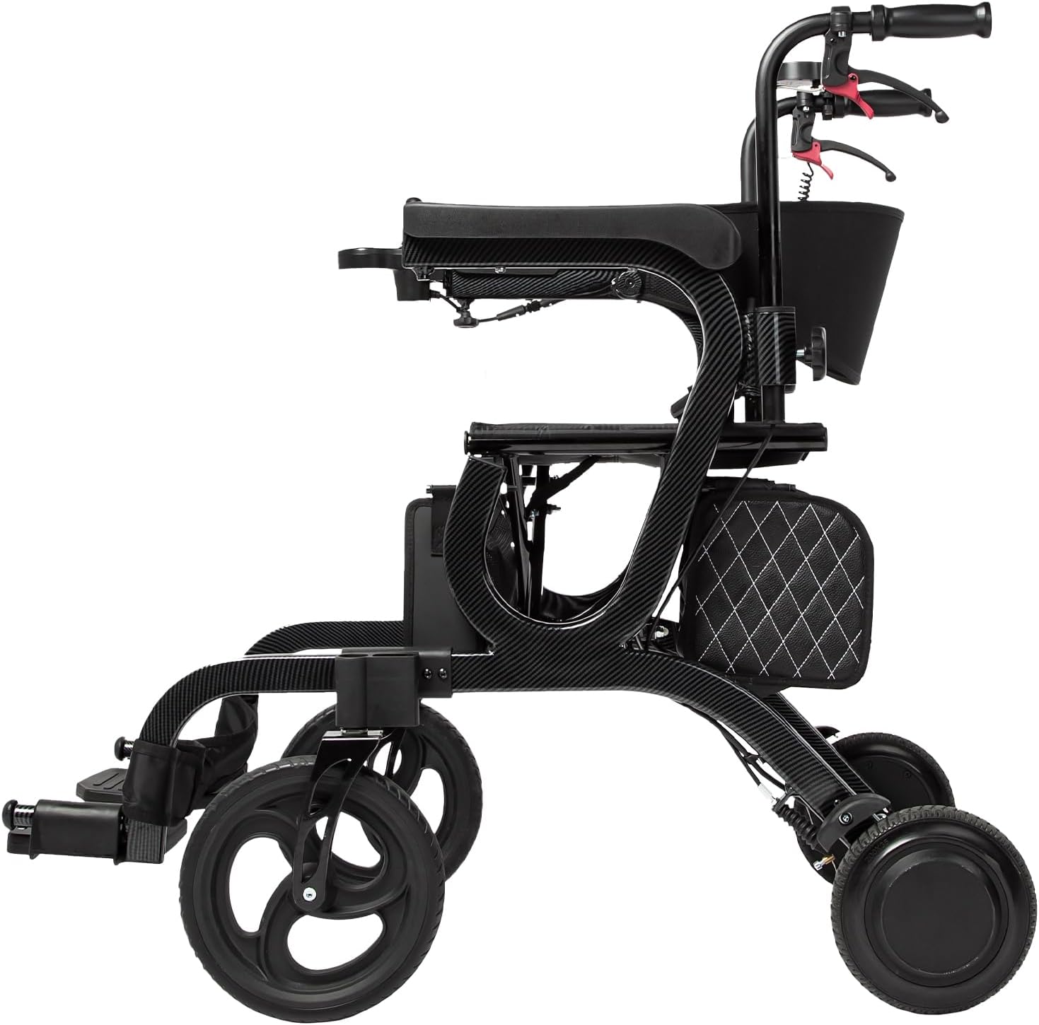 CARLIKE 3 in 1 Intelligent Electric Wheelchair & Rollator Walker with Seat & Electric Transport Chair Lightweight Foldable, Detachable Footrests, 10" Non-Pneumatic Wheels for Seniors/Adults