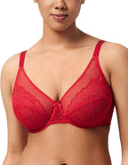 HSIA Minimizer Bras for Women Enchante Full Coverage Underwire Bras Plus Size Lifting Floral Lace Bra for Heavy Breast