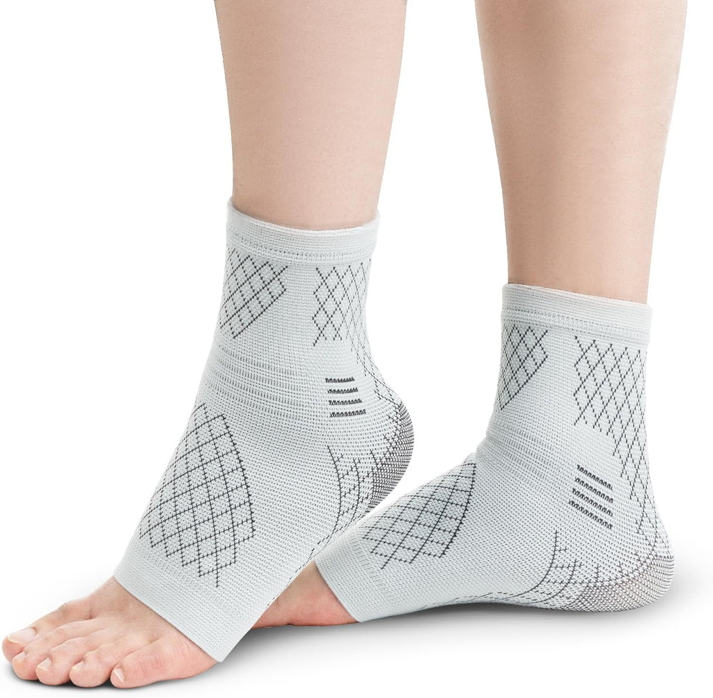 INDEEMAX 2 Pack Ankle Brace for Sprained Ankle, Arch Support Compression Sleeve Socks for Women & Men, Achilles Tendonitis Brace Wraps for Plantar Fasciitis, Foot Swelling Relief