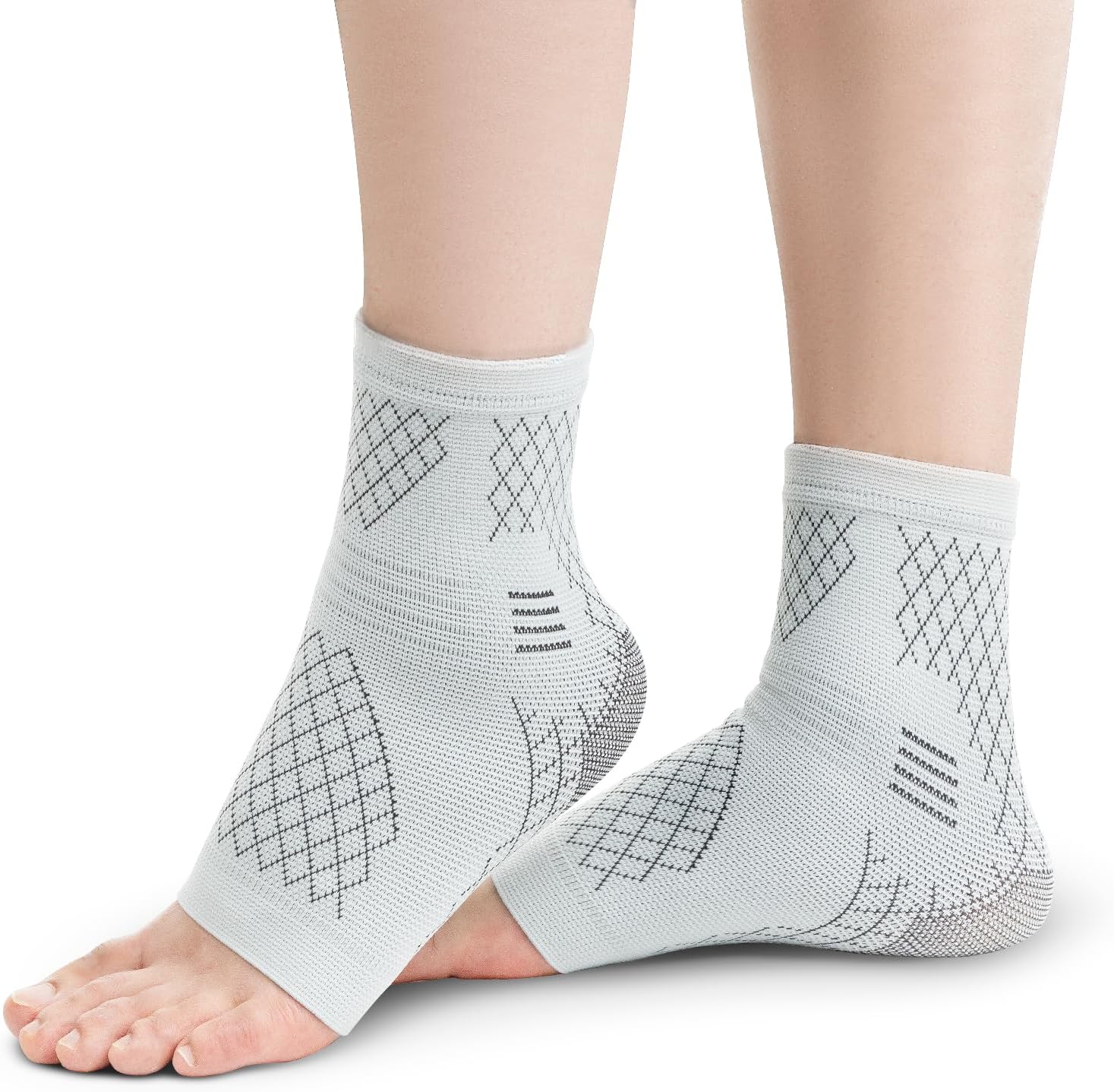 INDEEMAX 2 Pack Ankle Brace for Sprained Ankle, Arch Support Compression Sleeve Socks for Women & Men, Achilles Tendonitis Brace Wraps for Plantar Fasciitis, Foot Swelling Relief