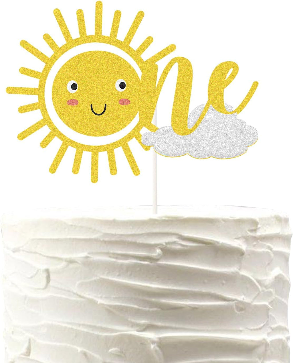 Sun One Cake Topper for Baby 1st Birthday,You Are My Sunshine Cake Topper,Gold Glitter Sunshine First Anniversary Shower Topper.